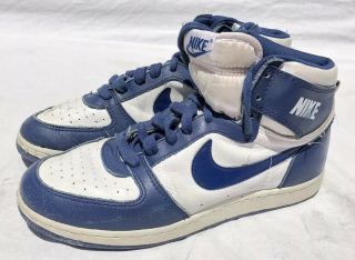 Vintage Nike Convention Shoes High Top Size 8 White Royal Blue Og 80s Basketball