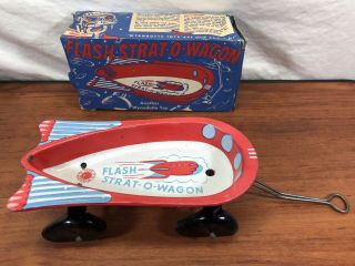 Vintage Wyandotte Tin Toy No.  261 Rocket Flash Strat - O - Wagon In The Box