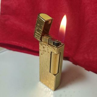 Vintage Dunhill Gas Lighter Gold Swiss Made Dome Type