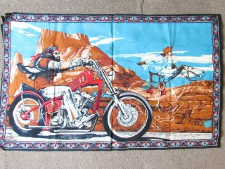 Vintage David Mann Ghost Rider Tapestry Harley Easyrider Biker Hells Angels