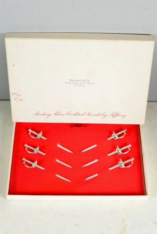 Tiffany And Company Sterling Silver 925 Cocktail Swords Set Of 6