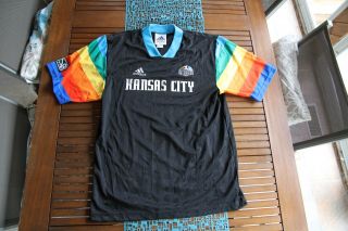 Vintage Kansas City Wizards Sporting Kc 1997 Mls Soccer Jersey Adidas Large L