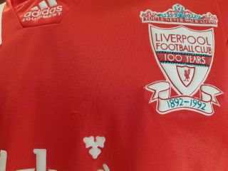 Vintage Rare Centenary Liverpool football shirt 1992.  Size 40/42 2