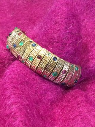 Vintage Ciner Magnificent Faux Multi Colored Cabochons Bracelet Signed @LOOK@ 3