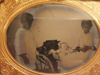 Rare 1/4 Ambrotype 2 African American Children w/ White Child in Cairage. 2