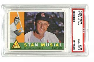 1960 Topps 250 Stan Musial Vintage Card Psa 8 Cardinals Rare