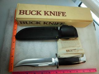 Vintage Buck Special Model 119 U.  S.  A Fixed Blade Knife W/ Leather Sheath & Box