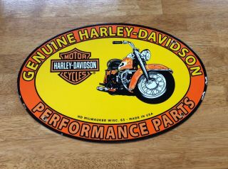 Vintage Harley - Davidson Motorcycle Porcelain Sign (dated 1963)