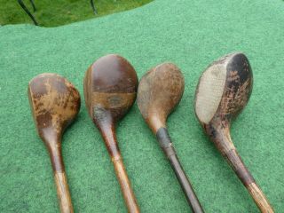 4 Vintage Hickory Woods In Need Of Restoration Old Golf Antique Memorabilia
