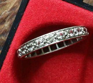 Vintage 9 Carat White Gold Full Eternity Ring And Small Diamonds
