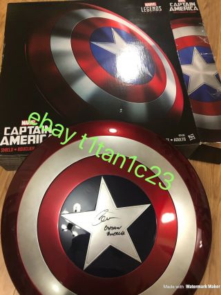 Chris Evan Signed Captain America Marvel Legends Shield Jsa Auto Rare