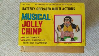 VINTAGE DAISHIN MUSICAL JOLLY CHIMP WITH BOX. 7