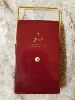 Zenith Royal 500 Vintage Maroon Owl Eyes Transistor Radio Early Hand Wired 7XT40 5