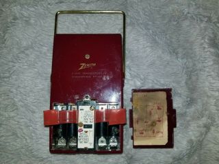 Zenith Royal 500 Vintage Maroon Owl Eyes Transistor Radio Early Hand Wired 7XT40 6