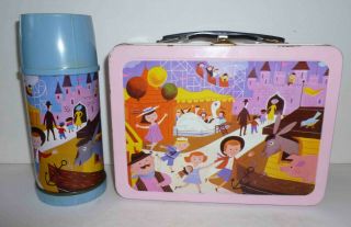 1959 Vintage Carnival Metal Lunch Box And Thermos - Universal