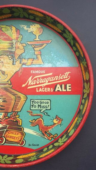 Vintage Dr.  Seuss Narragansett Beer Tray - 1940 ' s Chief Gansett 3