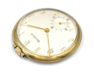 VINTAGE BULOVA OPEN FACE POCKET WATCH 17 JEWELS CAL 17ALS GOLD PLATED c1960 ' s 3
