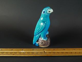 Antique Vintage Chinese Turquoise Glazed Porcelain Parrot Figure China 4 "