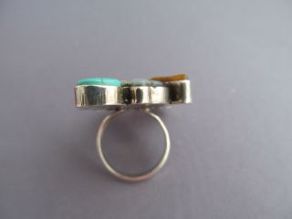 VINTAGE LONG OLD PAWN STERLING ZUNI INLAY GLADYS SMITH DONALD DUCK RING NO.  5/77 6