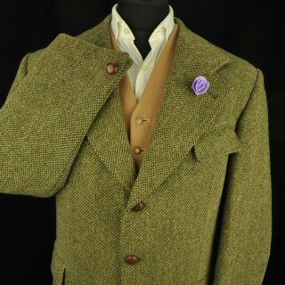 Vtg Harris Tweed Tailored Country Hacking Jacket 46 " 141 Stunning Garment