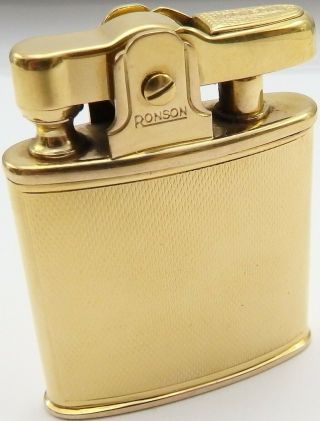 Vintage Ronson 9ct Solid Gold Petrol Lighter In And Order