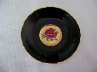 Vintage Paragon Dark Pink Cabbage Rose Footed Cup & Saucer Gold Background 5