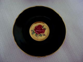 Vintage Paragon Dark Pink Cabbage Rose Footed Cup & Saucer Gold Background 7