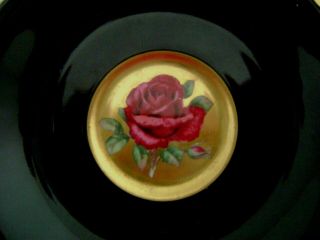 Vintage Paragon Dark Pink Cabbage Rose Footed Cup & Saucer Gold Background 8