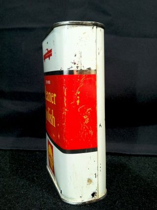 Vintage 1961 - 70 Shell Oil Old Tin Metal Cleaner Polish Can W/ Car Graphic Sign 2