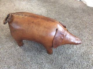 Leather Pig Ottoman Footstool by Dimitri Omersa for Abercrombie & Fitch c.  1960s 3