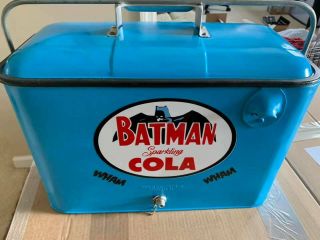 Vintage Batman Cola Metal Cooler GAS OIL SODA COKE 16 