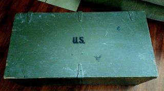 WWII Era Military Army Wooden Foot Locker Trunk Green 1940s EUC Removable Shelf 2
