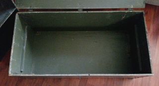 WWII Era Military Army Wooden Foot Locker Trunk Green 1940s EUC Removable Shelf 6