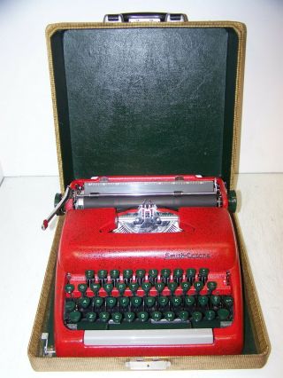 Antique 1957 Smith Corona Red Painted Clipper Model Vintage Typewriter
