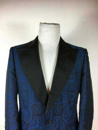 After Six - Vintage 60s - 70s Blue,  Black Rockabilly Smoking Dinner Jacket 42 R