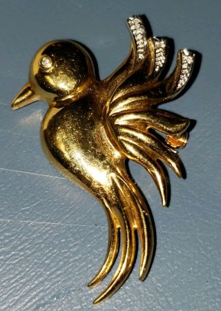 Vintage Signed & Numbered 18k Gold and 5 Diamond Hummingbird Brooch 9.  11 Grams 2