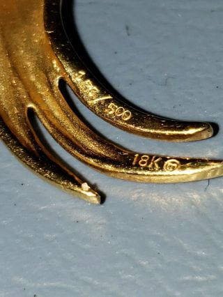Vintage Signed & Numbered 18k Gold and 5 Diamond Hummingbird Brooch 9.  11 Grams 5
