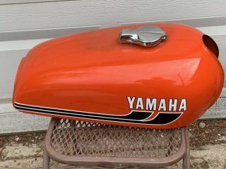 Vintage Yamaha Gas Tank With Keys : No Dents / Stain Around Gas Cap - Minor Wear