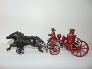 Antique Cast Iron Horse Drawn Steam Fire Engine W Orig.  Paint