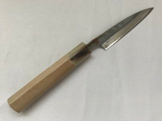 Petty Kitchen Knife Hand Made Steel Blade Wooden Handle Small Japanese Vtg W93