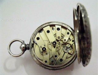 Antique Solid Silver Fancy Dial Fob Pocket Watch J B Yabsley London &Key 5