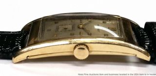 Tiffany Co 14K Gold Vintage Art Deco Ultra Long 43.  7mm Curved Mens Watch 5