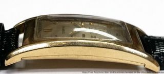 Tiffany Co 14K Gold Vintage Art Deco Ultra Long 43.  7mm Curved Mens Watch 6