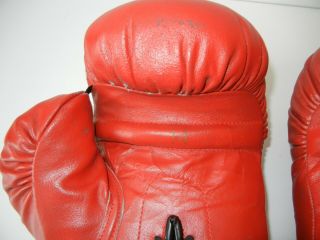 Vtg EVERLAST Red White Tag 14oz Leather LACE - UP BOXING GLOVES Boxer Gym Training 6