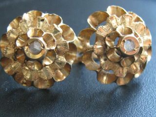 Vintage 18ct 18 Carat Gold Old Mine Cut Diamond Earrings