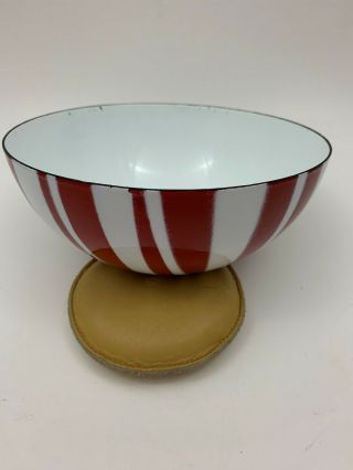 Vintage Cathrineholm Red and White Striped Enamelware Bowl 7 