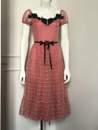 Rare Alessandro Michele Gucci Bee Ladybug Rosebud Chiffon Showroom Sample Dress