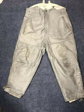 Wwii German Uboat Leather Pants - W/ Suspenders / Motorcycle Leather