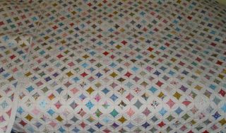 Vintage Cathedral Window Quilt 92 " X 109 1/2 ",  W/appraisal Report