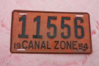 1954 Canal Zone License Plate - Vintage Rare Tag Paint